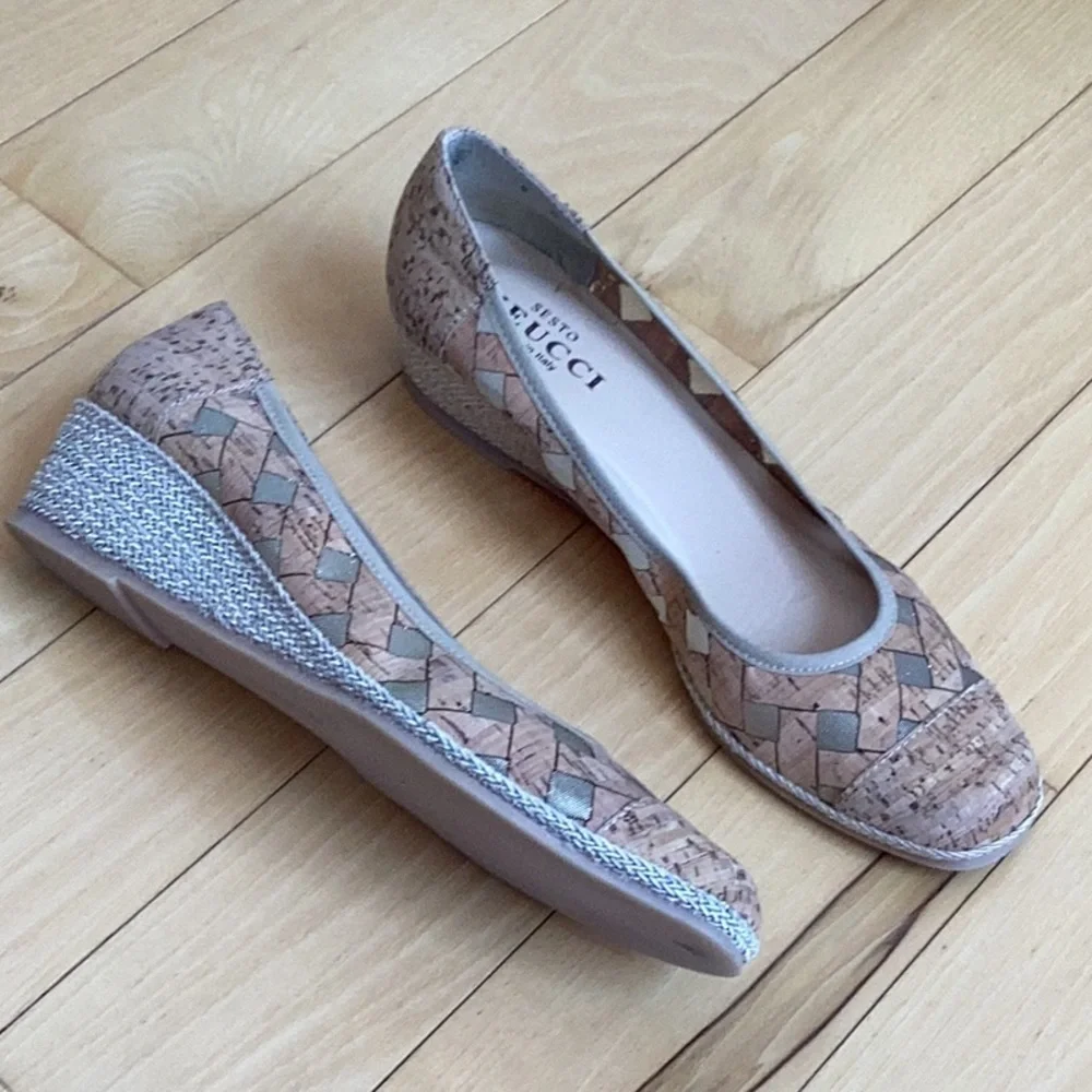 Sesto Meucci made in Italy Mabyn Cork Patterned Wedges. Women’s size 9